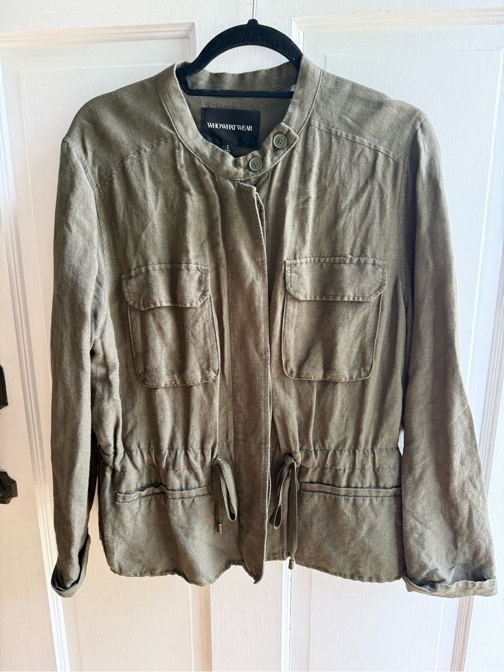 Linen Olive Green Utility Jacket